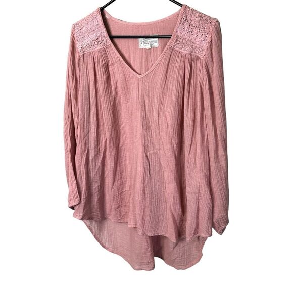 Current Elliott 1 Small The Picnic Top Coral Rose gauze peasant top - Picture 5 of 12
